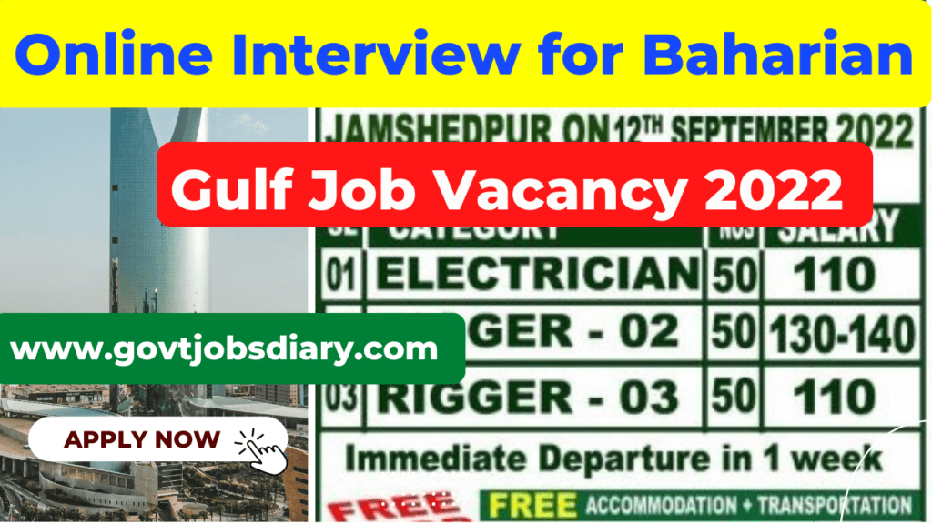 Gulf job vacancy 2022 online interview 1