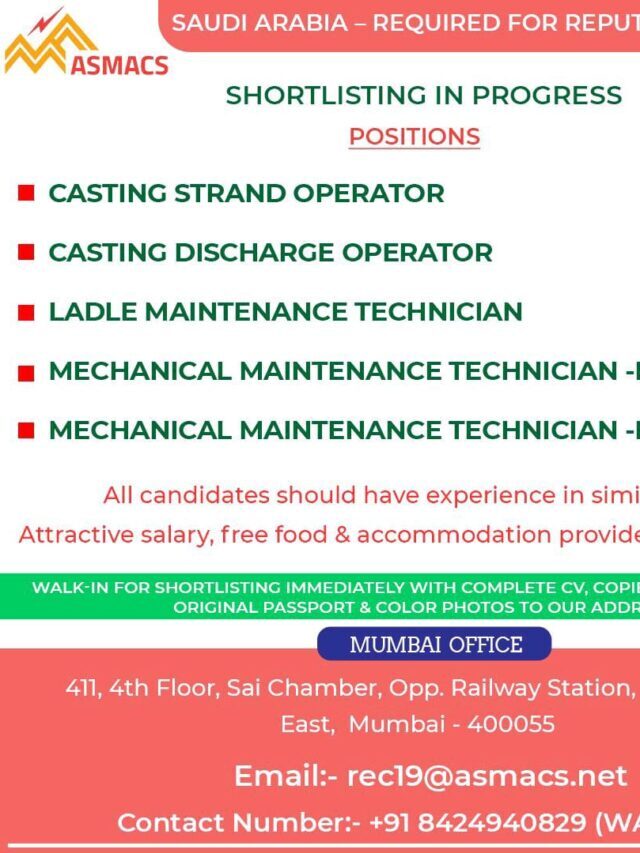 Saudi Arabia Steel plant job vacancy|Gulf Job Vacancy 2022