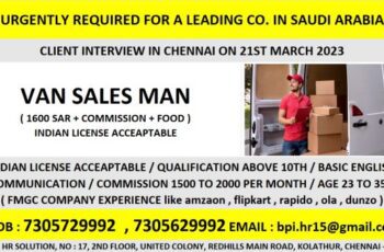 Van Salesman jobs in Saudi Arabia