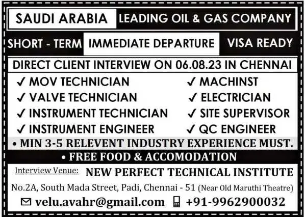 Short-term Oil & Gas Project in Saudi Arabia