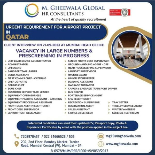 Gulf Jobs Qatar Airport Jobs