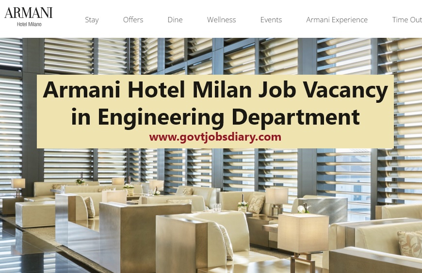 Armani Hotel Milan Job Vacancy in Engineering Department